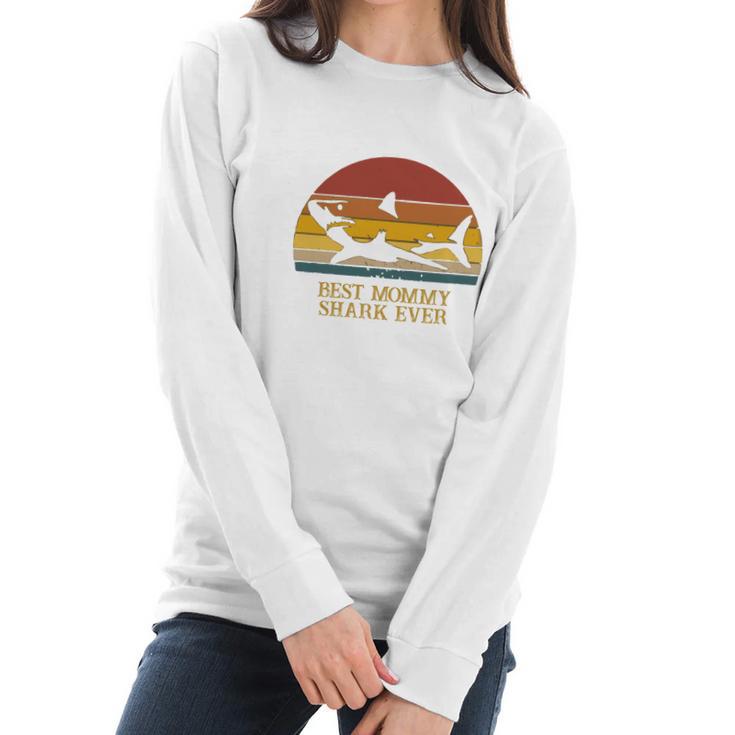 Vintage Best Mommy Shark Ever Gift For Mom Christmas Mom Gift Women Long Sleeve Tshirt