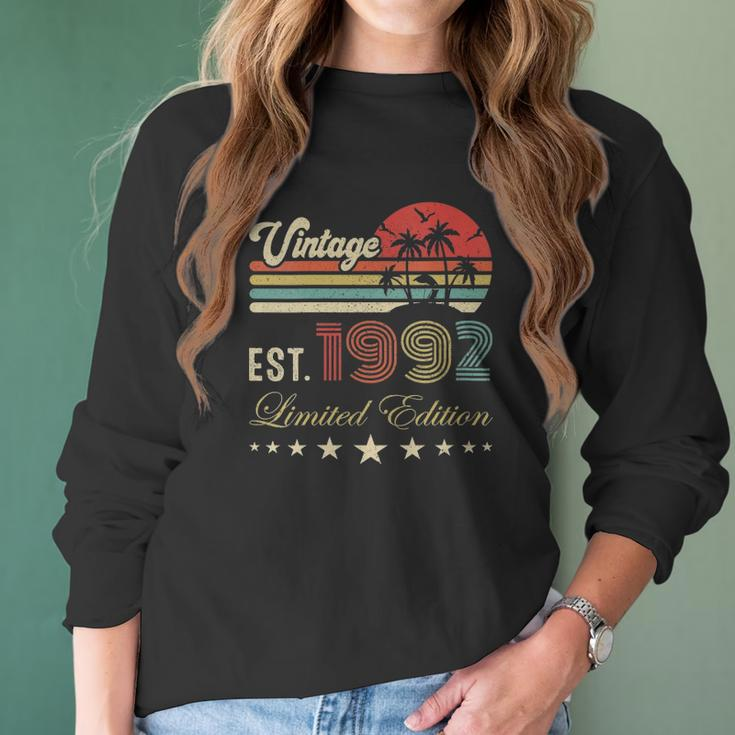 Womens 30Th Birthday Born 1992 Vintage Limited Edition 30 Birthday V-Neck Women Long Sleeve Tshirt