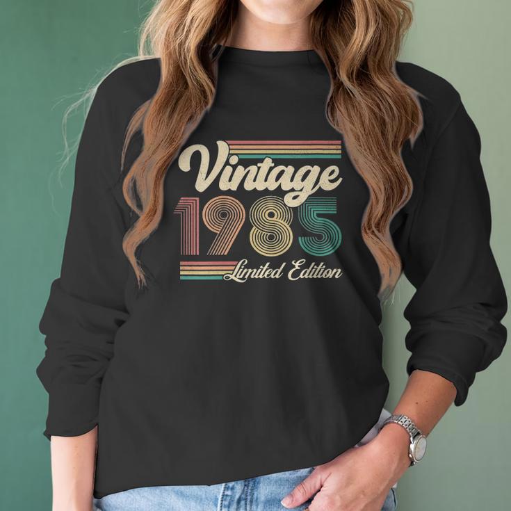 Womens 36 Years Old Gifts Born In 1985 Vintage 36Th Birthday Retro V-Neck Women Long Sleeve Tshirt