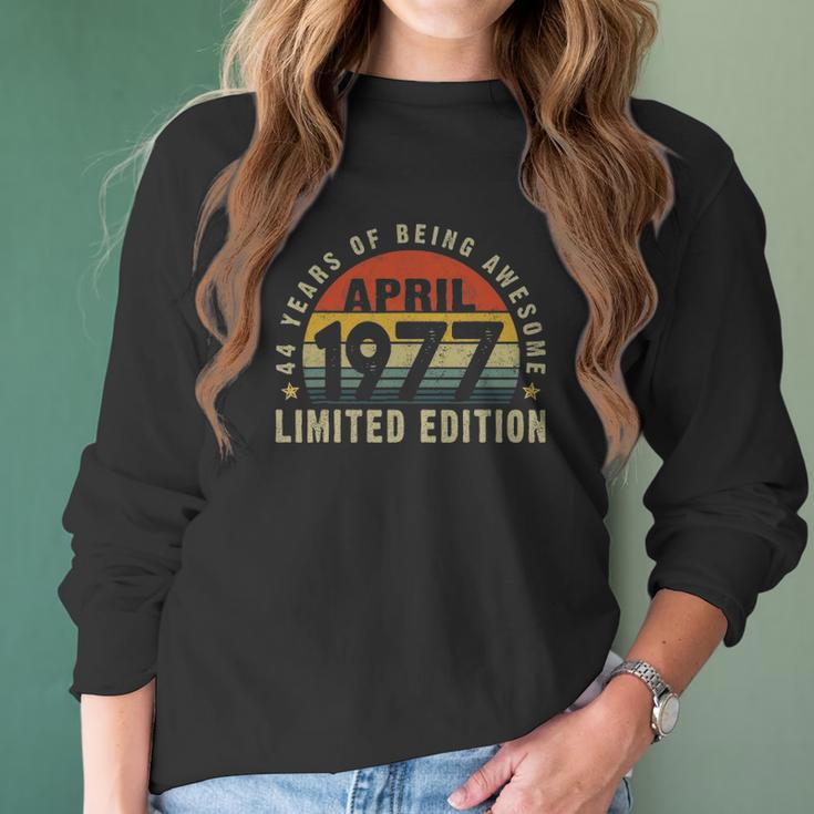 44 Years Old 44Th Birthday Men Women Decorations April 1977 Ver2 Women Long Sleeve Tshirt