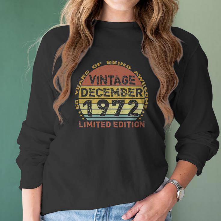 50 Years Old Vintage December 1972 Distressed 50Th Birthday Women Long Sleeve Tshirt