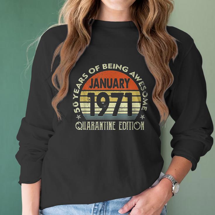 50Th Birthday Gift 50 Years Old Retro Vintage January 1971 Women Long Sleeve Tshirt