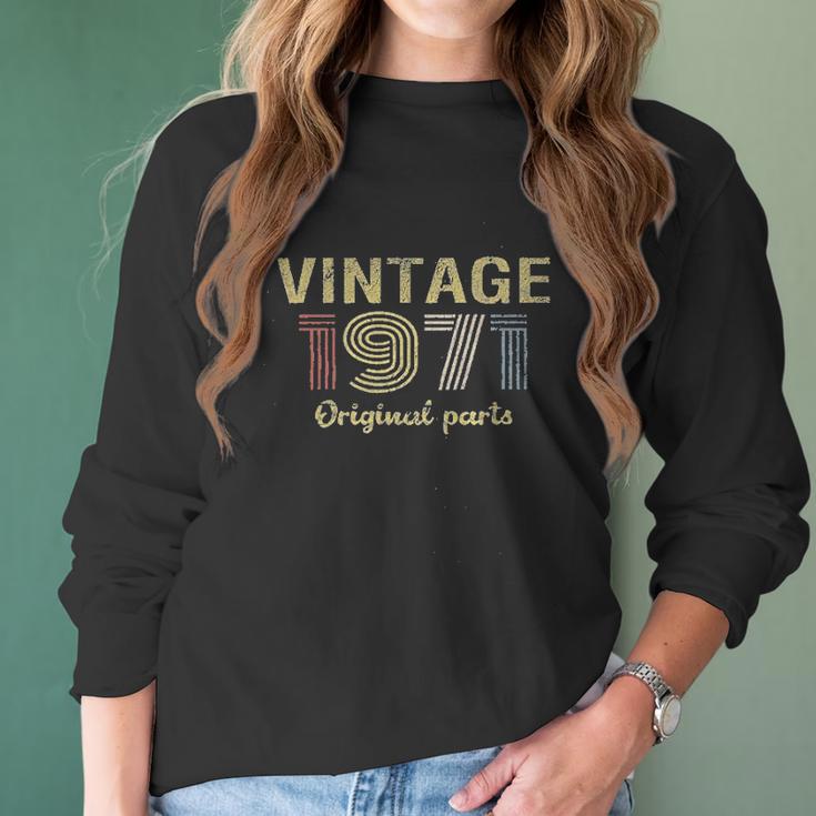 50Th Birthday Gift Retro Birthday Vintage 1971 Original Parts Women Long Sleeve Tshirt