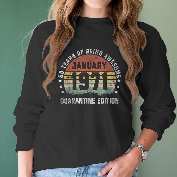 50Th January 1971 Vintage Birthday Gift Women Long Sleeve Tshirt