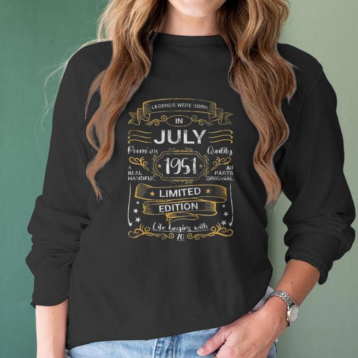 70Th Birthday Legends Were Born July 1951 70 Years Old Women Long Sleeve Tshirt