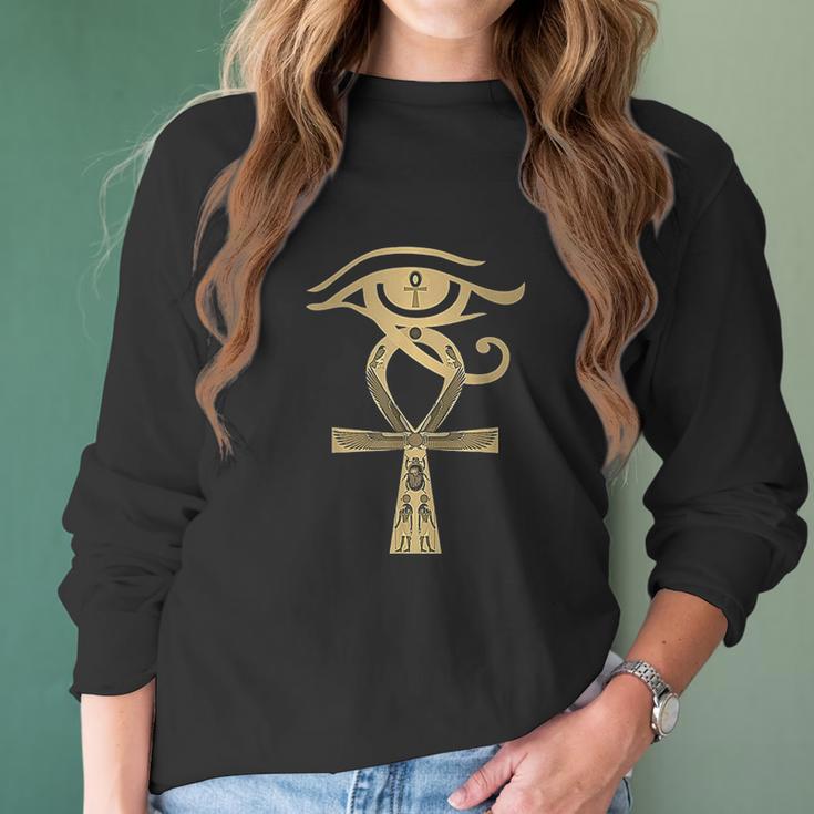 Ancient Egypt Egyptian God Horus Kemetic Heru Women Long Sleeve Tshirt