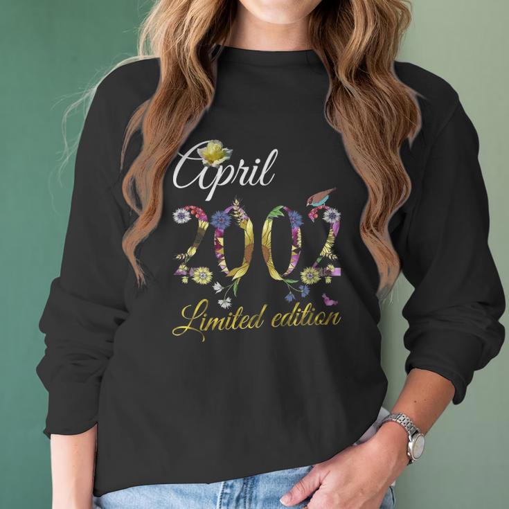 April 2002 20 Years Old Sunflower Floral 20Th Birthday Gift Women Long Sleeve Tshirt