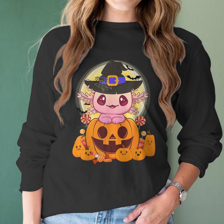 Axolotl Halloween Costume Pumpkin Pastel Goth Kawaii Anime Men Women T-Shirt Graphic Print Casual Unisex Tee Women Long Sleeve Tshirt