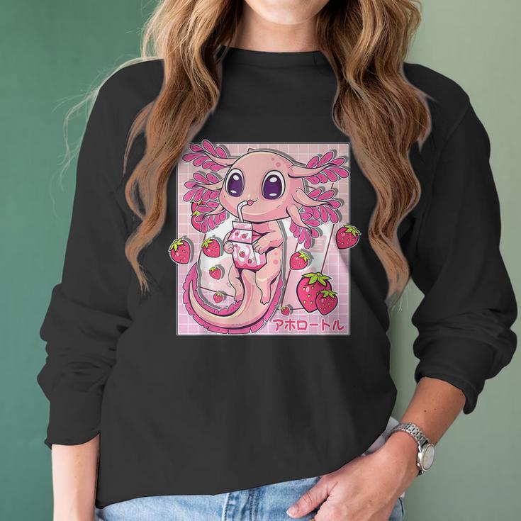 Axolotl Pastel Goth Strawberry Milk Shake Anime Aesthetic V3 Men Women T-Shirt Graphic Print Casual Unisex Tee Women Long Sleeve Tshirt