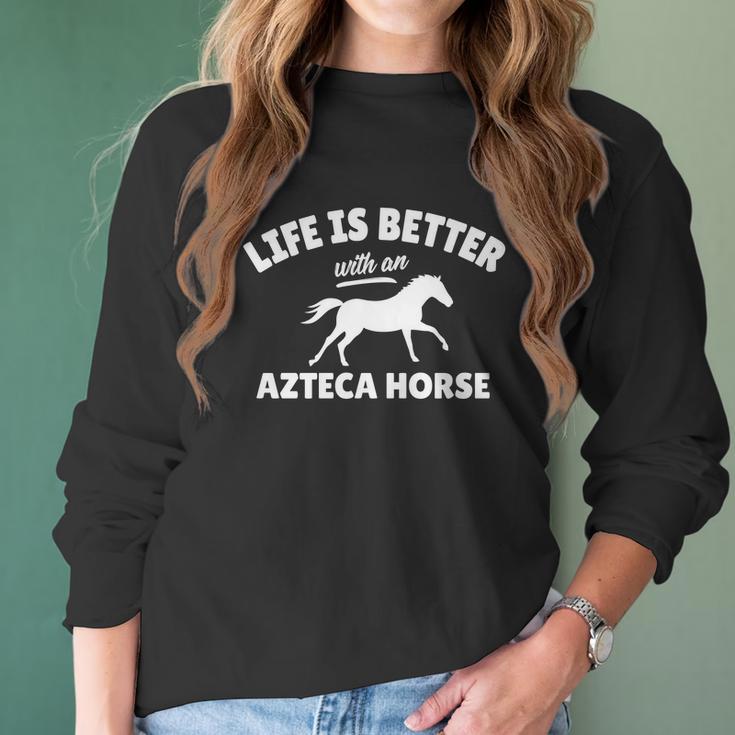 Azteca Horse Rider Equestrian Horseriding Gift Women Long Sleeve Tshirt