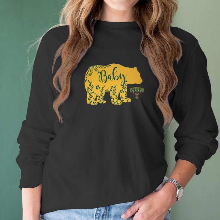 Baylor Bears Baby Bear Floral Apparel Women Long Sleeve Tshirt