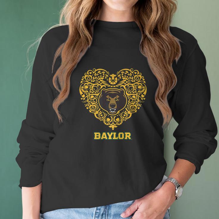 Baylor Bears Heart Floral Love Apparel Women Long Sleeve Tshirt