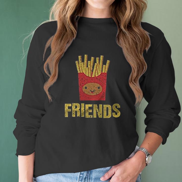 Best Friends Set Bff Set Burger Fries Junk Food Matching Women Women Long Sleeve Tshirt