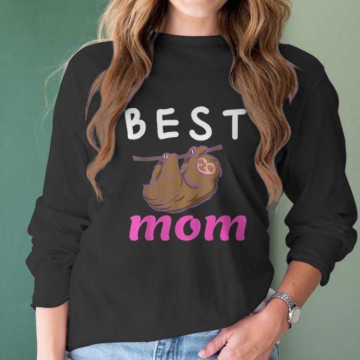 Best Mom Ever Mothers Day Sloth Women Long Sleeve Tshirt