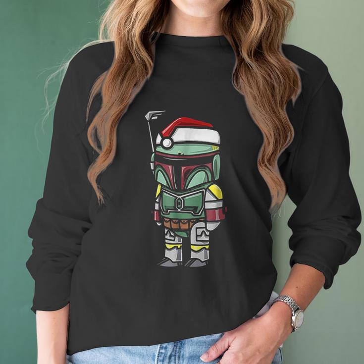 Boba Fett Santa Hat Cartoon Christmas Women Long Sleeve Tshirt