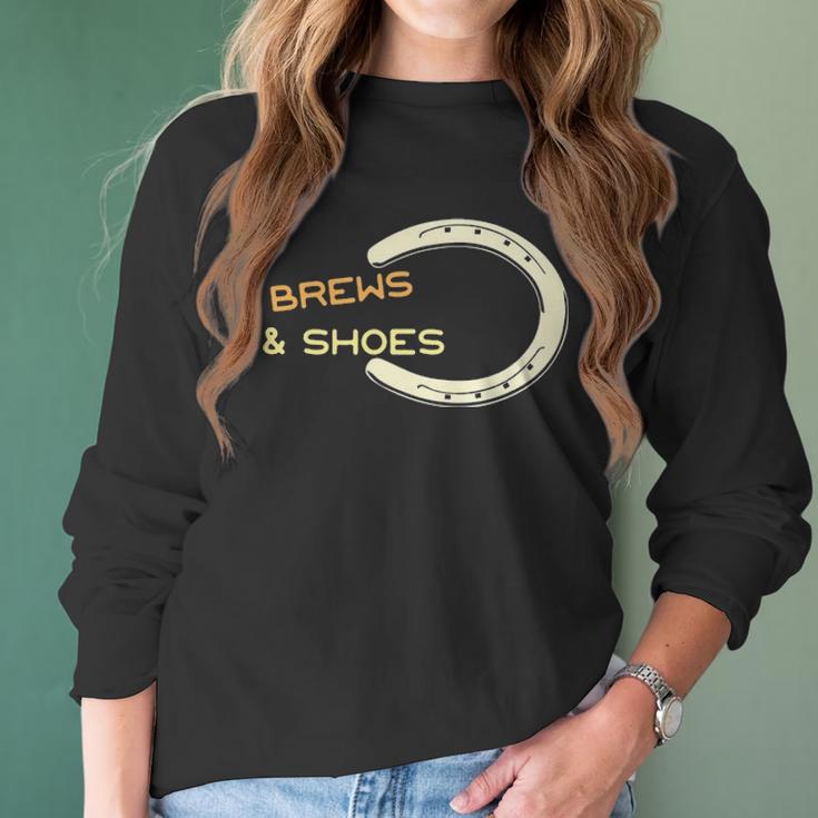 Brews And Shoes Horseshoe Ringer Pitching Bbq Women Long Sleeve Tshirt