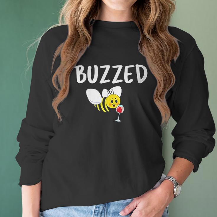 Buzzed Funny Bumblebee And Wine Beekeeping Beekeeper Women Long Sleeve Tshirt