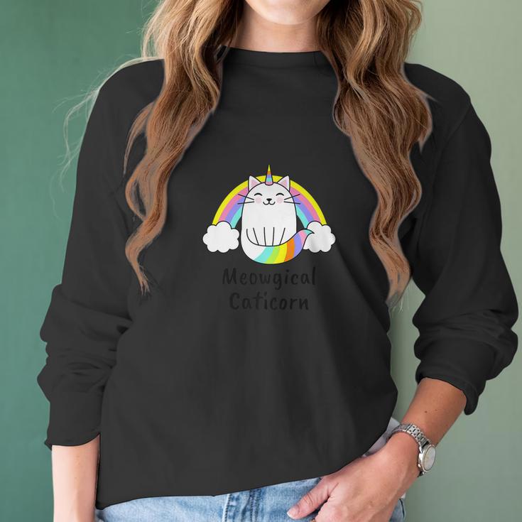 Cat Unicorn Meowgical Caticorn Rainbow Women Long Sleeve Tshirt