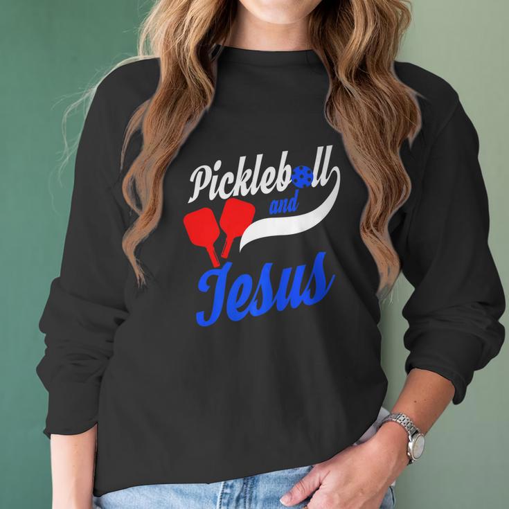 Christian Pickleball Jesus Funny Player Gift Dink Women Long Sleeve Tshirt