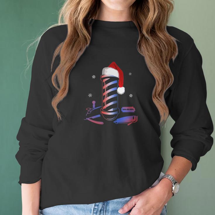 Christmas Barber Pole Funny Haircut Comb Blade Beard Women Long Sleeve Tshirt