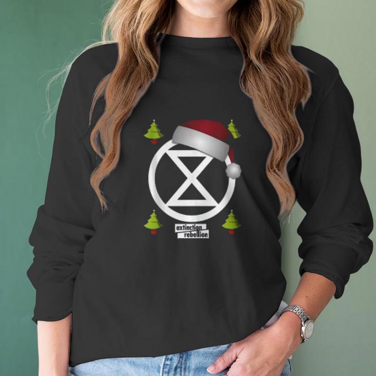 Christmas Extinction Rebellion Rebel 4 Life Climate Change Women Long Sleeve Tshirt