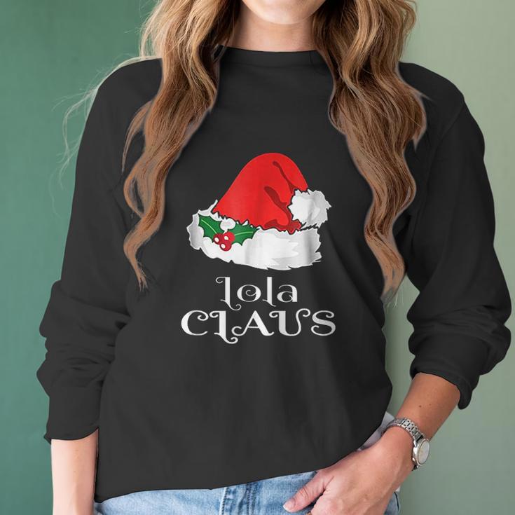 Christmas Lola Claus Matching Pinay Pajama Santa Hat Women Long Sleeve Tshirt