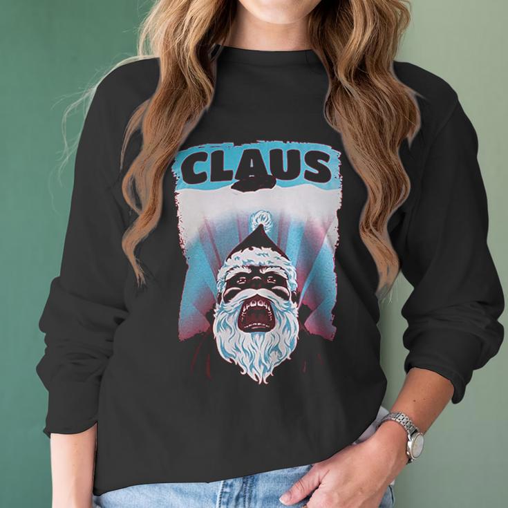 Claus | Funny Jaws Spoof Santa Christmas Joke Holiday Women Long Sleeve Tshirt