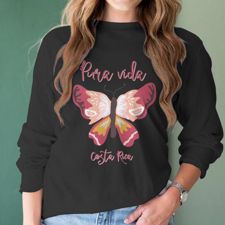 Costa Rica Butterfly Pura Vida Souvenir Women Long Sleeve Tshirt