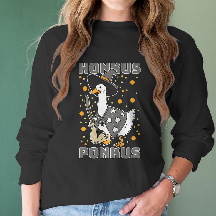 Cute Halloween Funny Halloween Day Honkus Ponkus Funny Duck Halloween Women Long Sleeve Tshirt