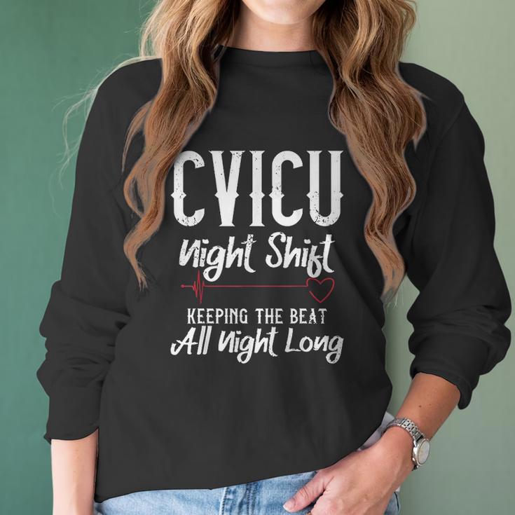 Cvicu Night Shift Nurse Keeping The Beat Women Long Sleeve Tshirt