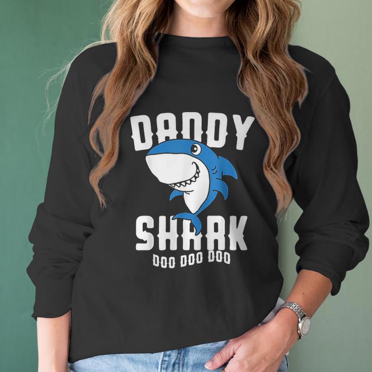 Daddy Shark For Fathers Day Grandpa Halloween Christmas Women Long Sleeve Tshirt