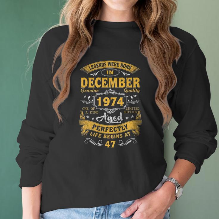 December 1974 47Th Birthday 47 Years Old Men Women Women Long Sleeve Tshirt