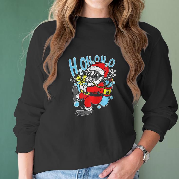 Diving Santa H2o H2o H2o Funny Christmas Dive Scuba Diver Women Long Sleeve Tshirt