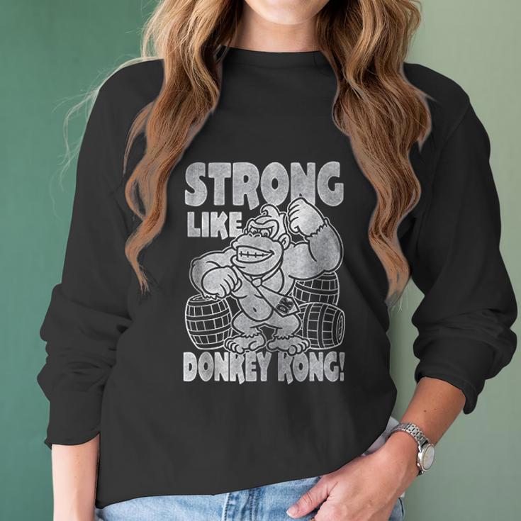 Donkey Kong Super Strong Vintage Women Long Sleeve Tshirt