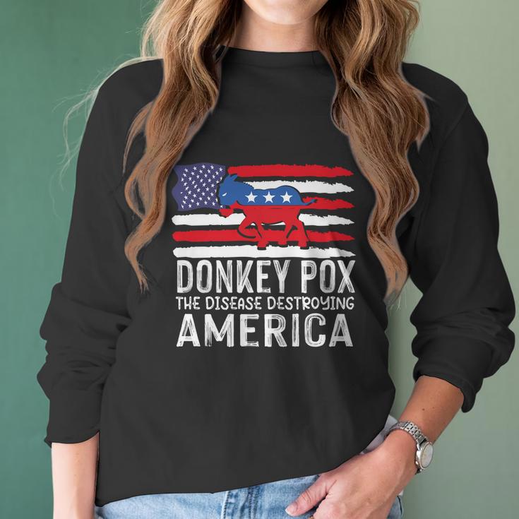 Donkey Pox Funny Anti Democrat Women Long Sleeve Tshirt