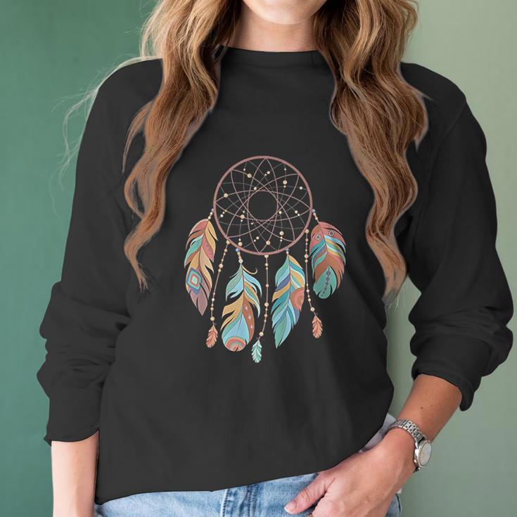 Dream Catcher Native American Feathers Boho Dreamcatcher Women Long Sleeve Tshirt