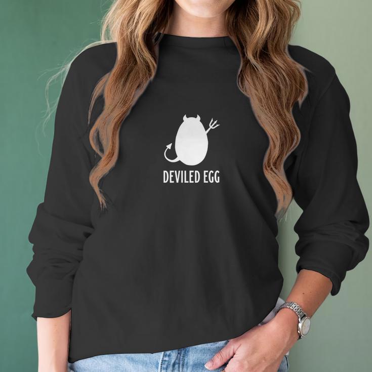 Well Dressed Chicken Deviled Egg White Logo Women Long Sleeve Tshirt