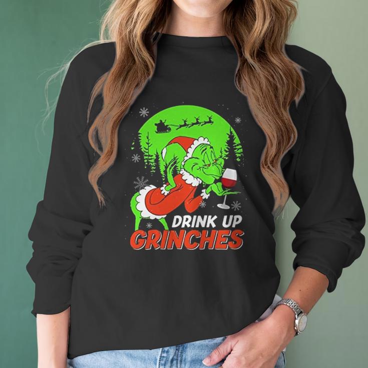 Drink Up Grinch Christmas Drinking Lovers Women Long Sleeve Tshirt