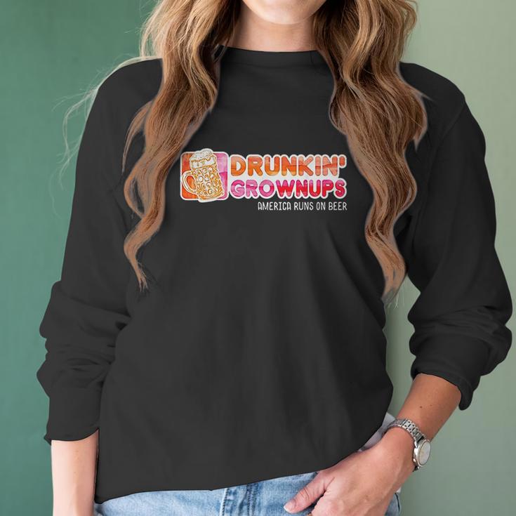 Drunkin Grownups American Women Long Sleeve Tshirt