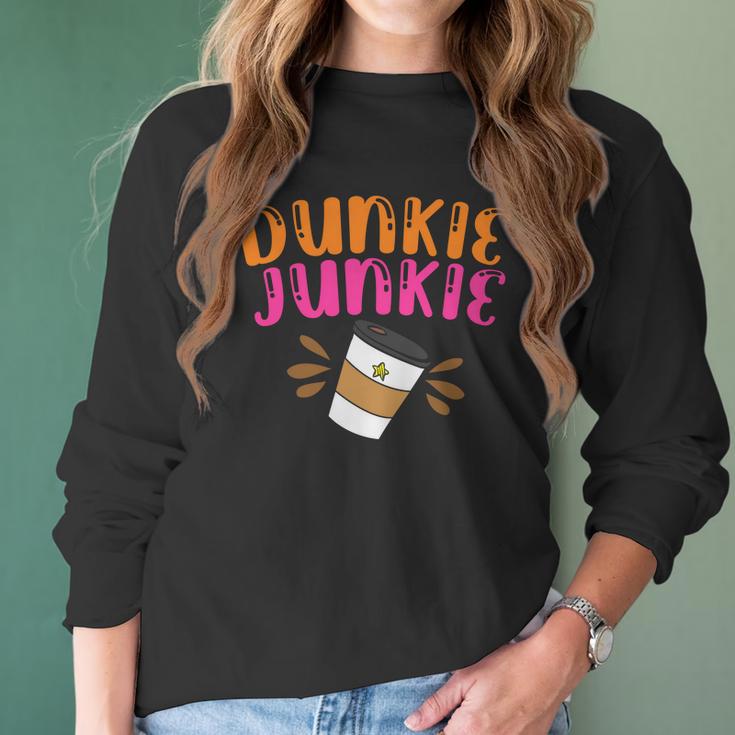 Dunkie Junkie Funny Coffee Cup Coffee Lovers Women Long Sleeve Tshirt