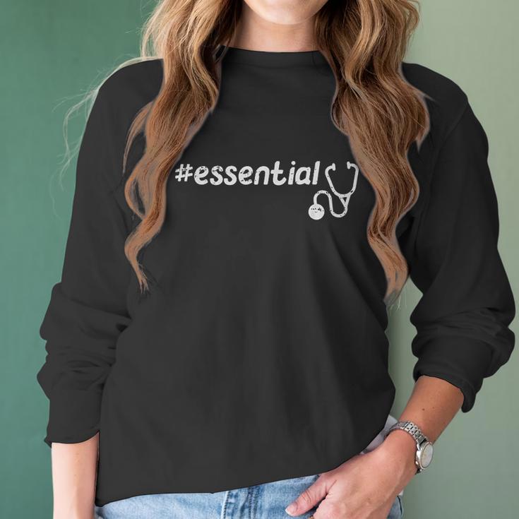 Essential Nurse Frontline Social Distancing Gift Women Long Sleeve Tshirt