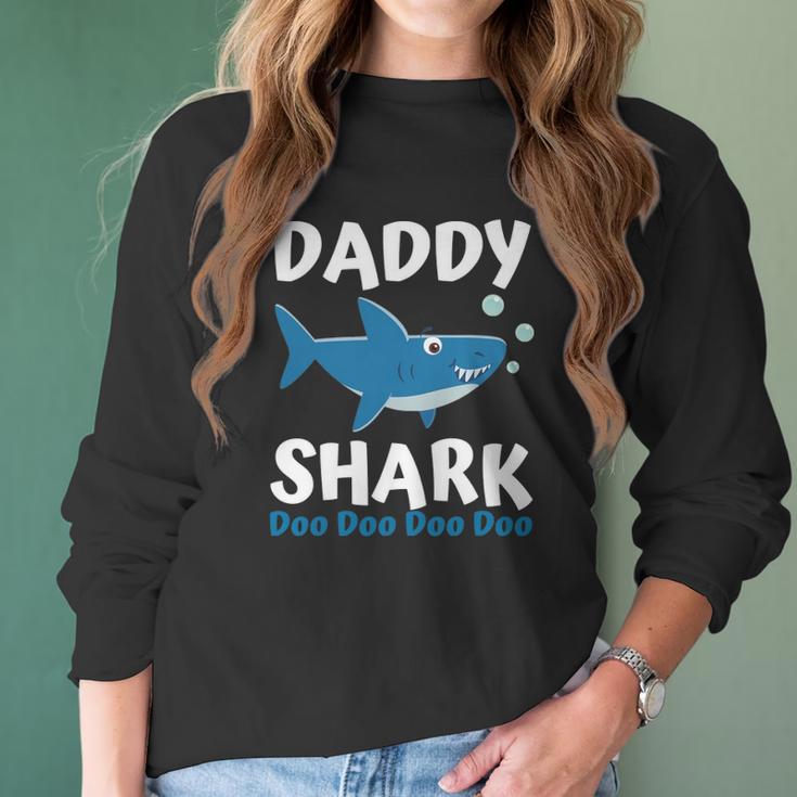 Fathers Day Gift From Wife Son Daughter Daddy Shark Doo Doo Women Long Sleeve Tshirt