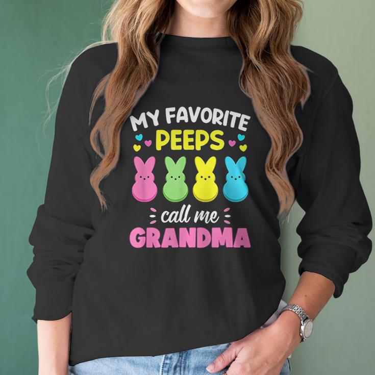 My Favorite Peeps Call Me Grandma Bunny Eggs Love Women Long Sleeve Tshirt