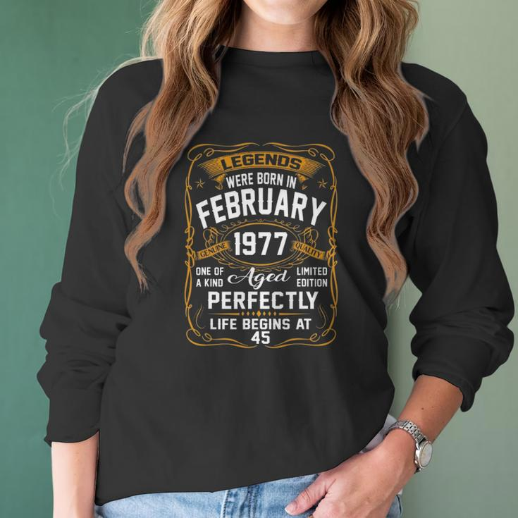 February 1977 45Th Birthday Gift 45 Years Old Men Women Women Long Sleeve Tshirt