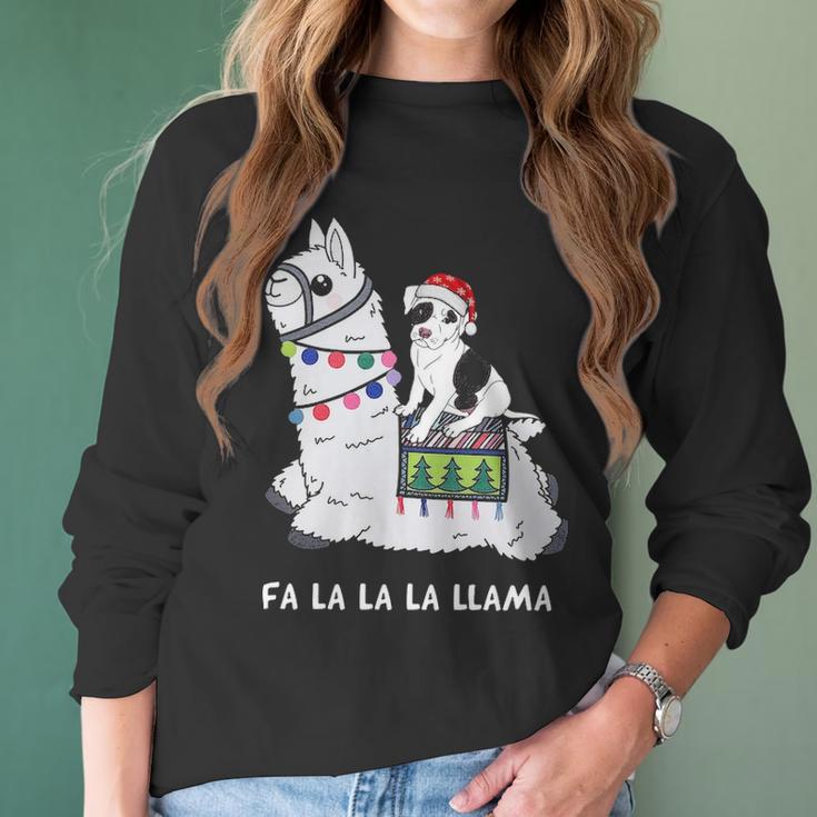 Fla La La Llama Pitbull Is Riding Llama FunnySh Women Long Sleeve Tshirt