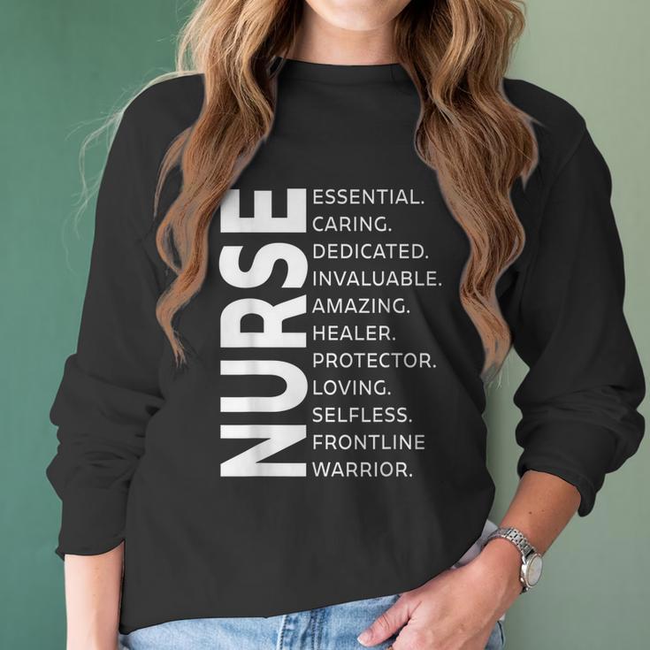 Frontline Warrior Nurse Essential Worker Graphic Design Printed Casual Daily Basic Women Long Sleeve Tshirt