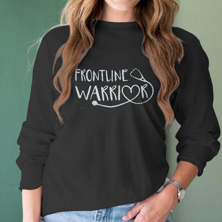 Frontline Warrior Nurse Hero Graphic Women Long Sleeve Tshirt