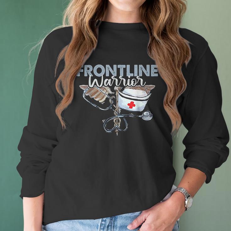 Frontline Warrior Nurse Proud Cna Healthcare Worker Gift Women Long Sleeve Tshirt