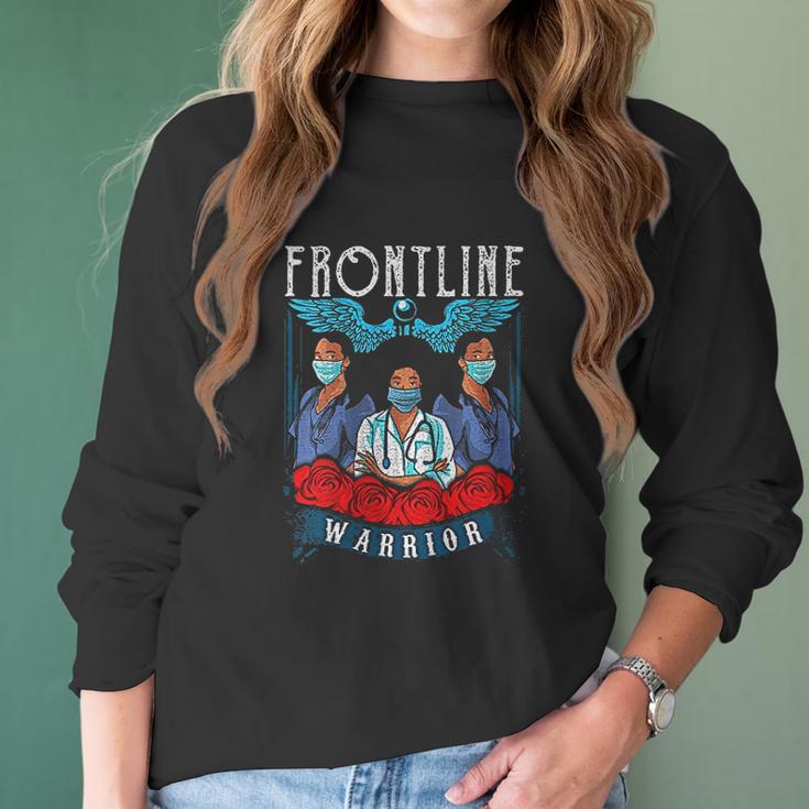 Frontline Warrior Proud Hero Black Nurse Superhero 2020 Women Long Sleeve Tshirt