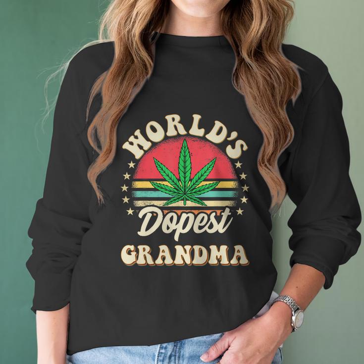 Funny 420 Weed Pot Vintage Matching Worlds Dopest Grandma Women Long Sleeve Tshirt